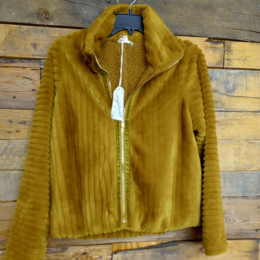 Mystree Fun Faux Fur Zip Coat Jacket NWT